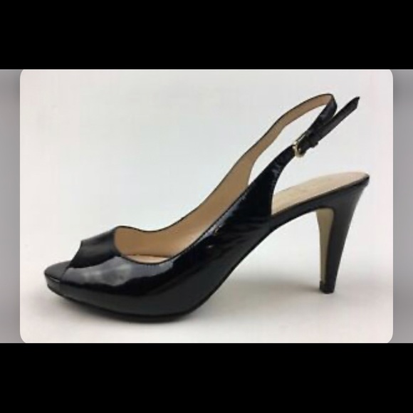 Cole Haan patent black peep toe slingback heel _9 - Picture 1 of 9